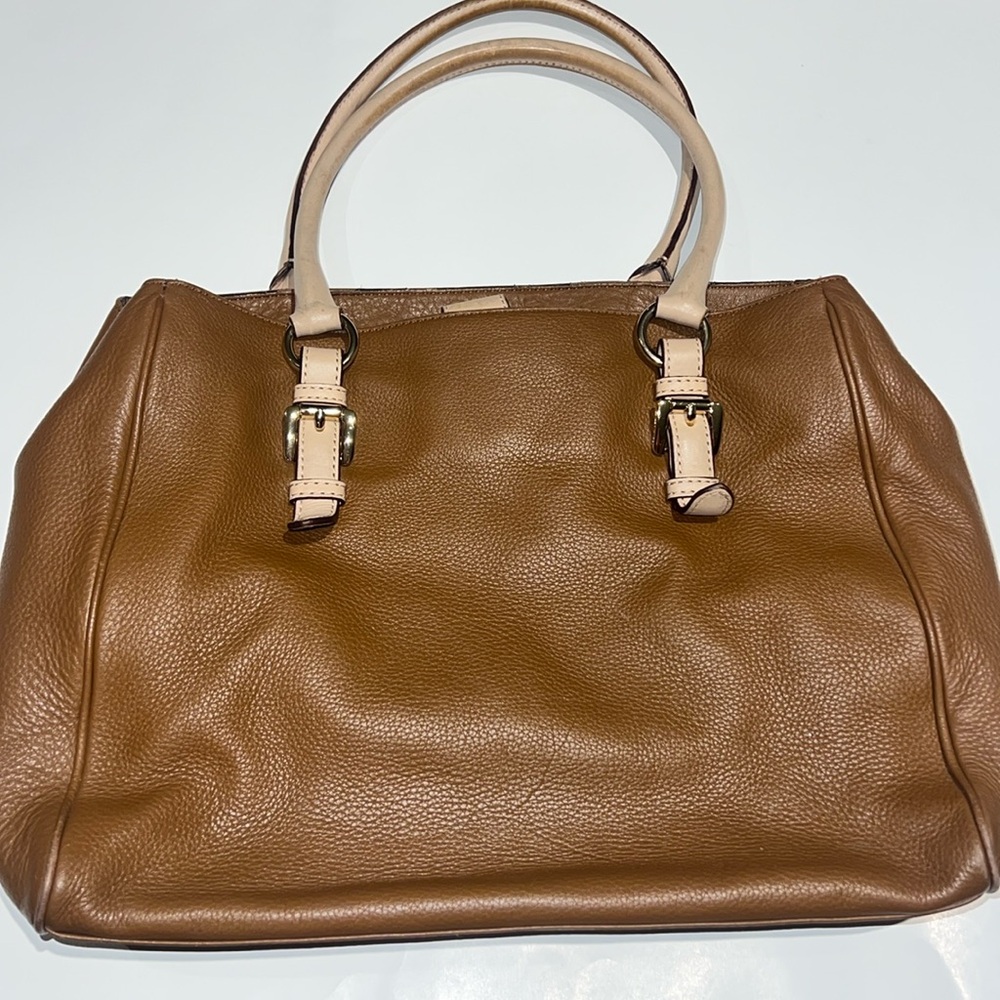 Michael Kors Brown Pebbled Leather Satchel Shoulder Bag